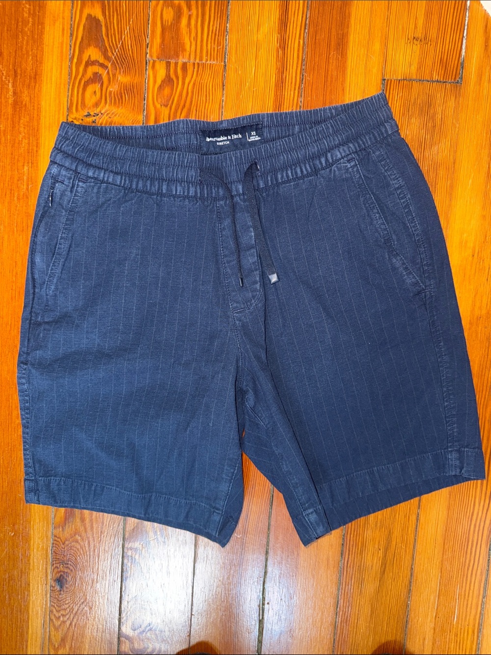 Abercrombie & Fitch Navy Pinstripe Drawstring Shorts